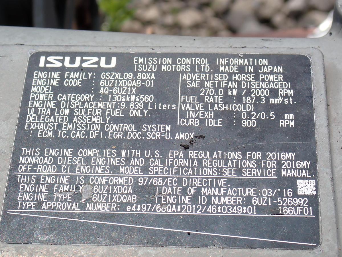 Used 2016 Isuzu 6UZ1-XASA-11 Diesel Engine Hitachi ZX470LC-6 Excavator