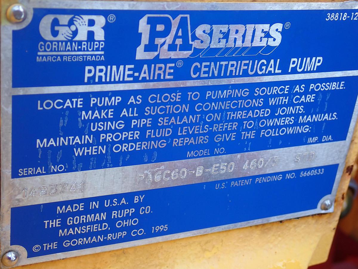 Used 2012 Gorman Rupp PA6C60 6" Water Pump ELECTRIC