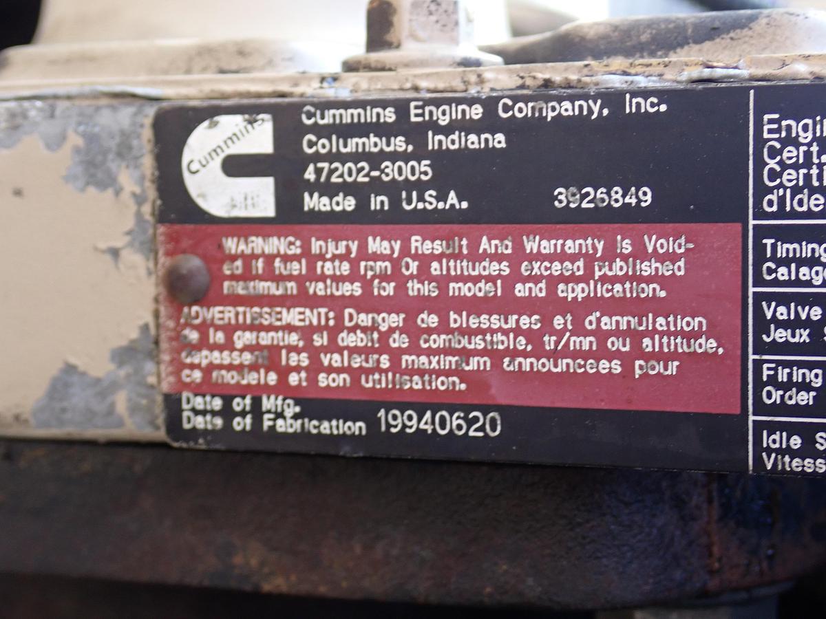 Used 1994 Cummins B5.9-190 Diesel Engine 6BT CPL 1551 5.9
