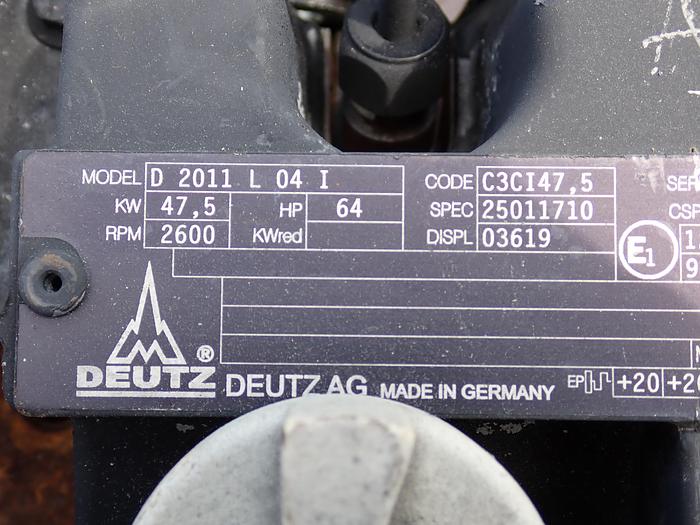 DEUTZ D2011 L04I Diesel Power Unit w/ PTO Clutch