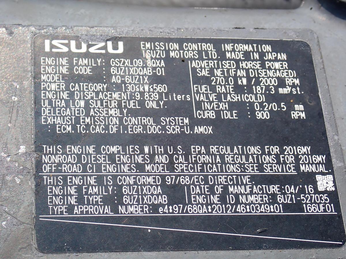 Used 2016 Isuzu 6UZ1-XASA-11 Diesel Engine Hitachi ZX470LC-6 Excavator