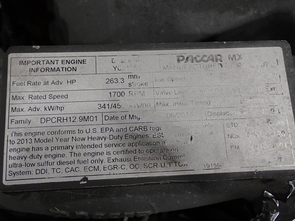Used 2013 Paccar MX13 Turbo Diesel Engine 485 HP