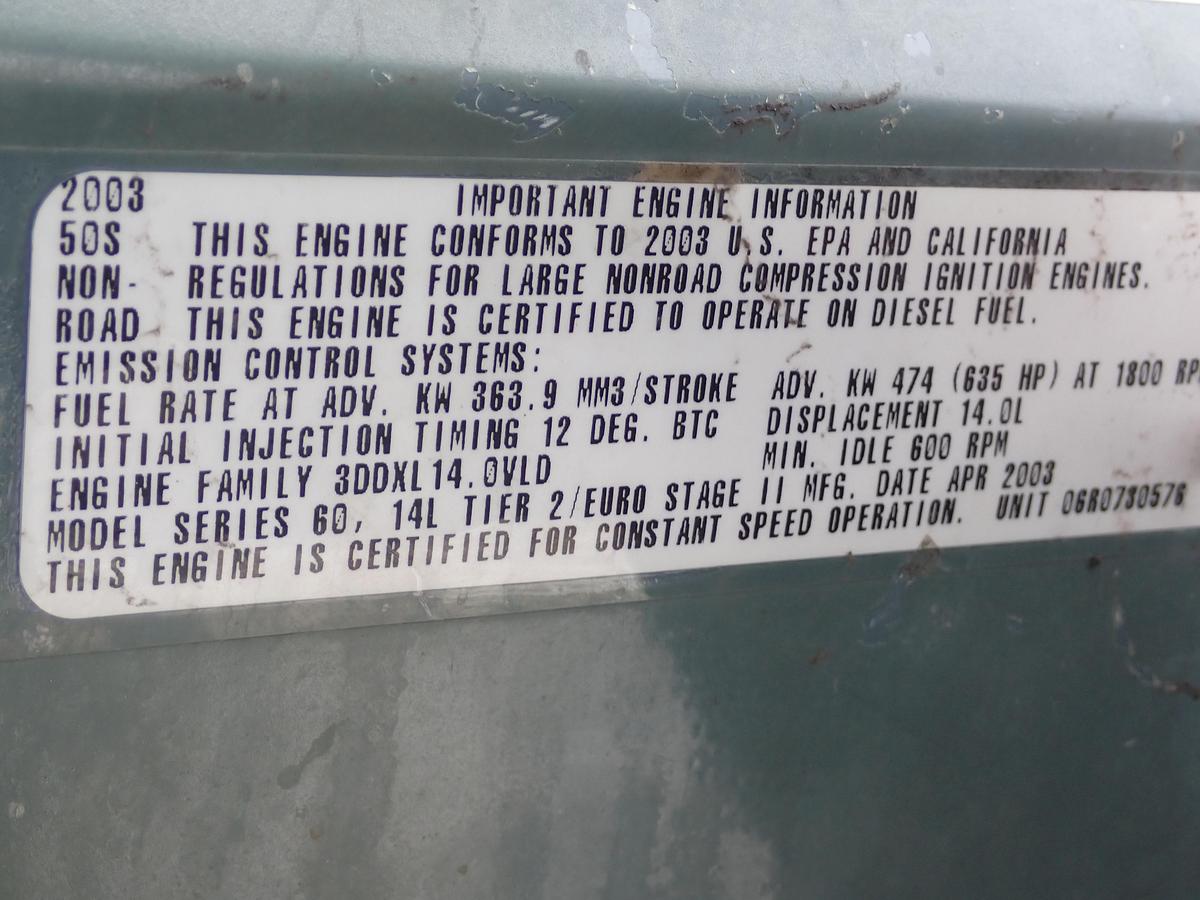 Used 2003 Detroit Diesel 14 Liter Industrial Power Unit 600 HP 
