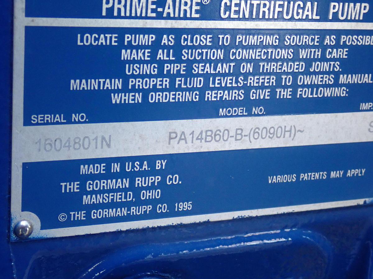 Used 2016 Gorman Rupp PA14B60 14" Water Pump ELECTRIC
