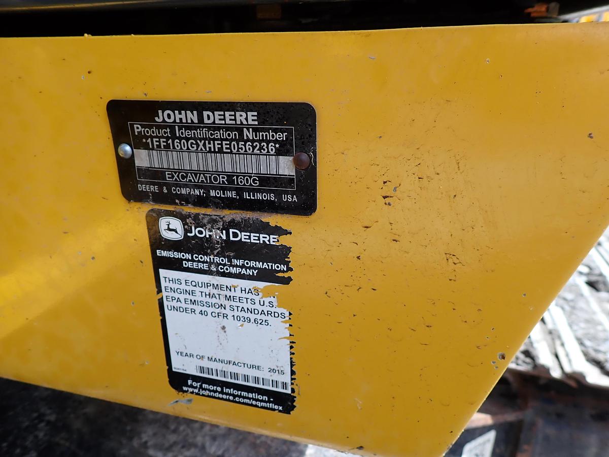 Used 2015 John Deere 160G LC Excavator HYDRAULIC THUMB & QC