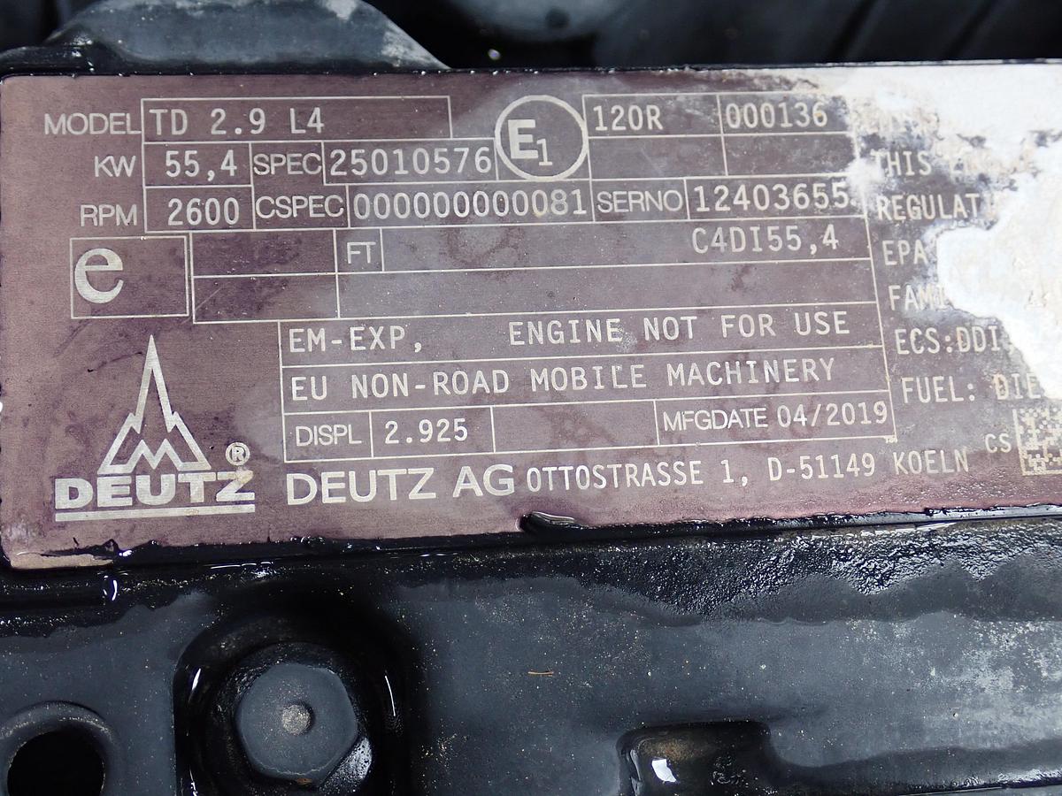 Used 2019 Deutz TD2.9 L4 Diesel Engine POWER UNIT