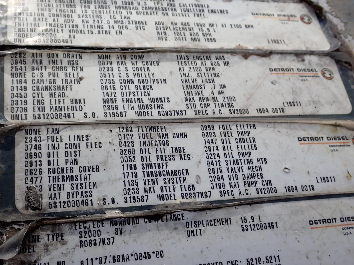 Used 1999 MTU 8V2000 Turbo Diesel Engine