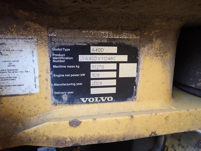 Used 2004 Volvo A40D Articulated Haul Truck