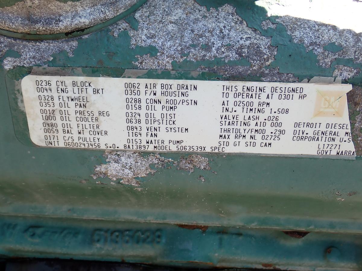 Used Detroit Diesel 6V53T Turbo Engine 5063-539X 300 HP!