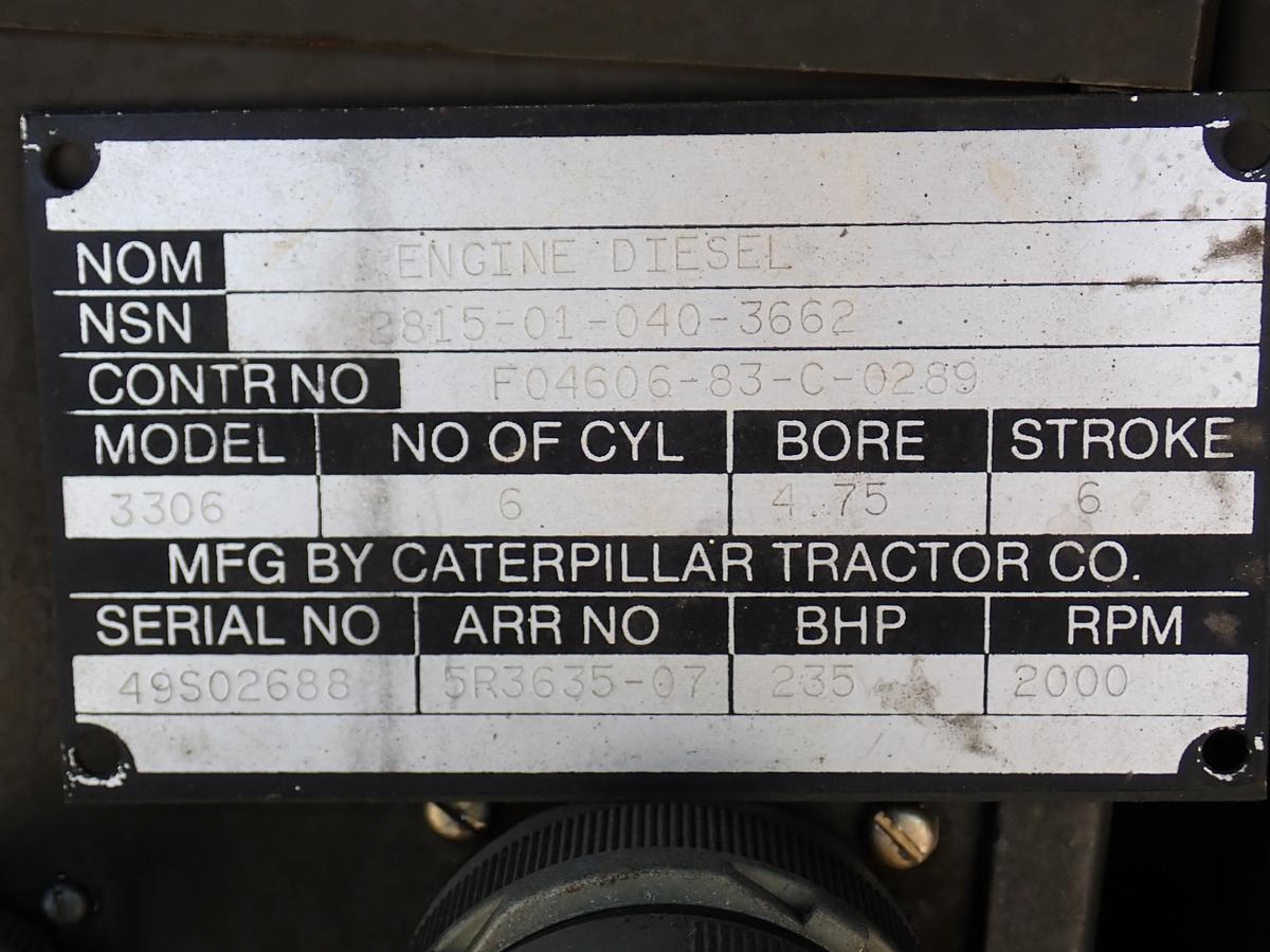 Used 1990 Libby MEP007B 100 KW Diesel Generator GOV'T SURPLUS