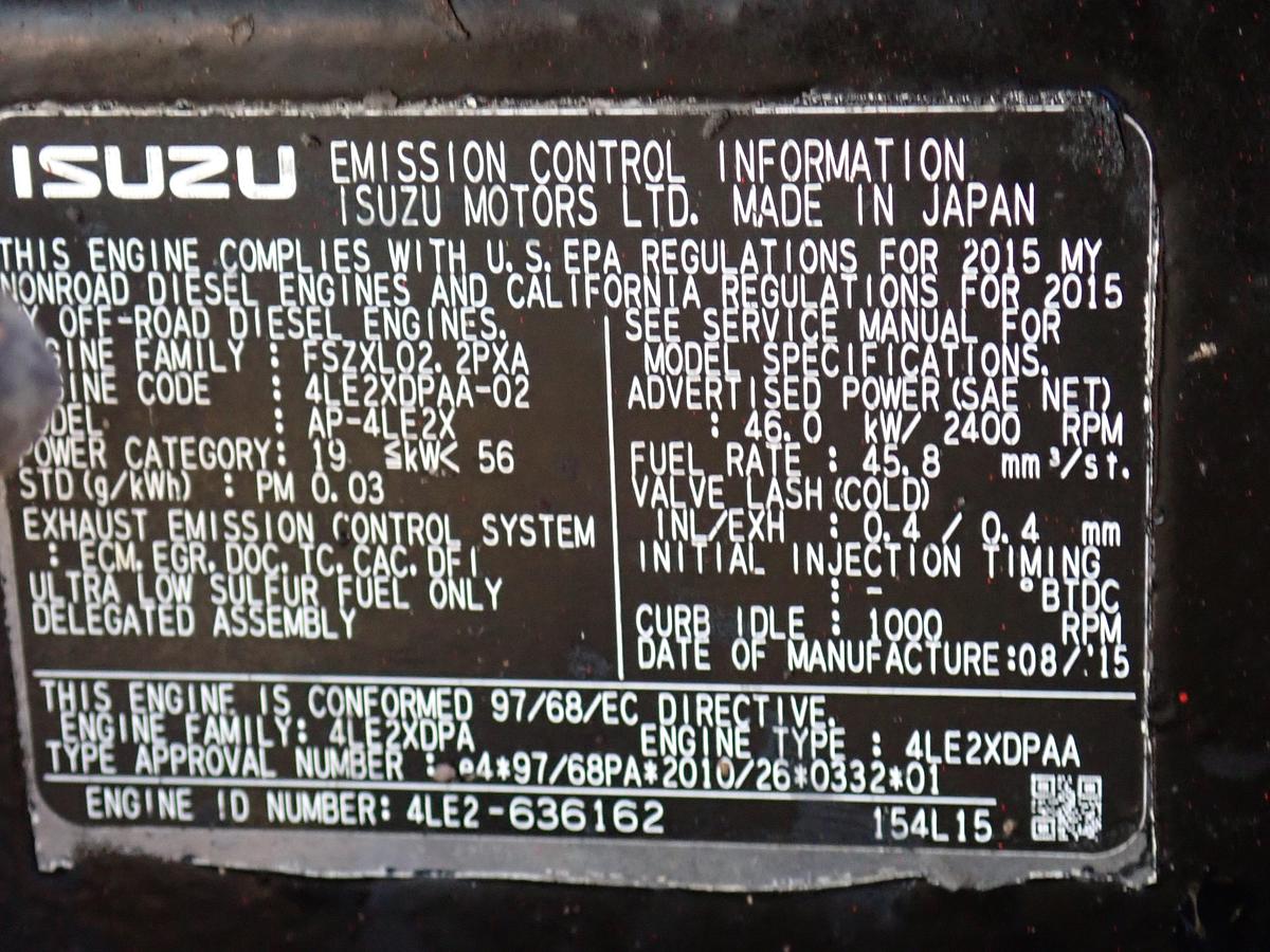 Used 2015 Isuzu 4LE2 Turbo Diesel Engine 1729 HOURS!