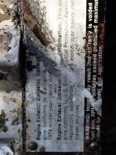 Used 1974 Cummins PT270 Turbo Diesel Engine Small Cam 855 CPL 0181