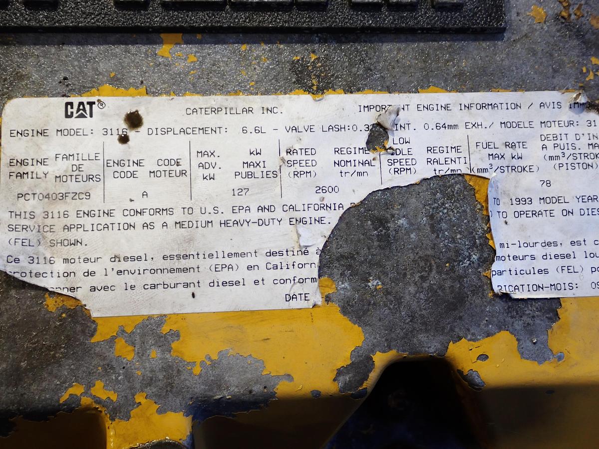 Used 1993 CAT 3116 Diesel Truck Engine AR # 108-1624