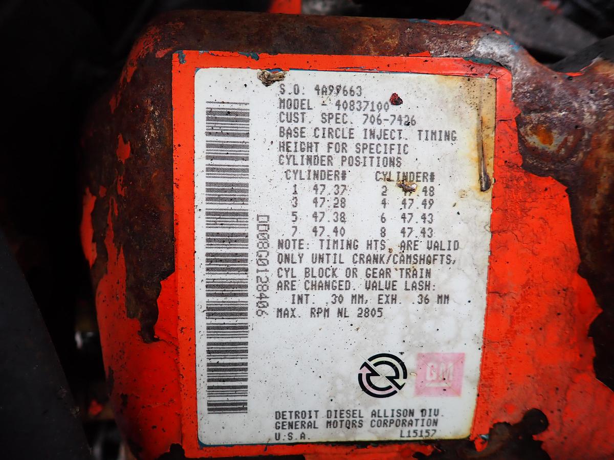 Used 1985 Detroit Diesel 8.2 Liter Diesel Engine