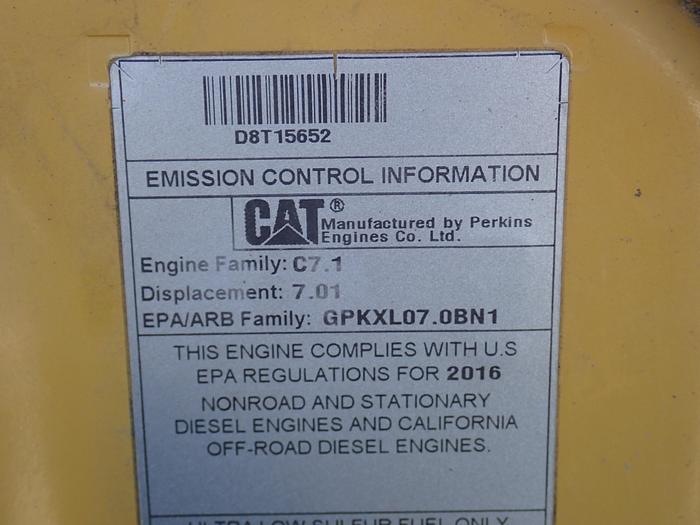 Used 2016 CAT C7.1 Turbo Diesel Engine A/R 384-3795 938M Loader
