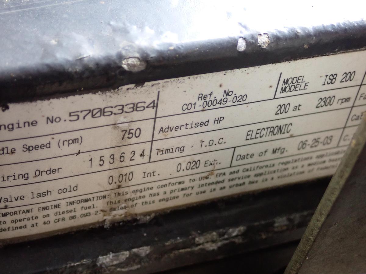 Used 2003 Cummins ISB 200 Diesel Engine CPL 8136