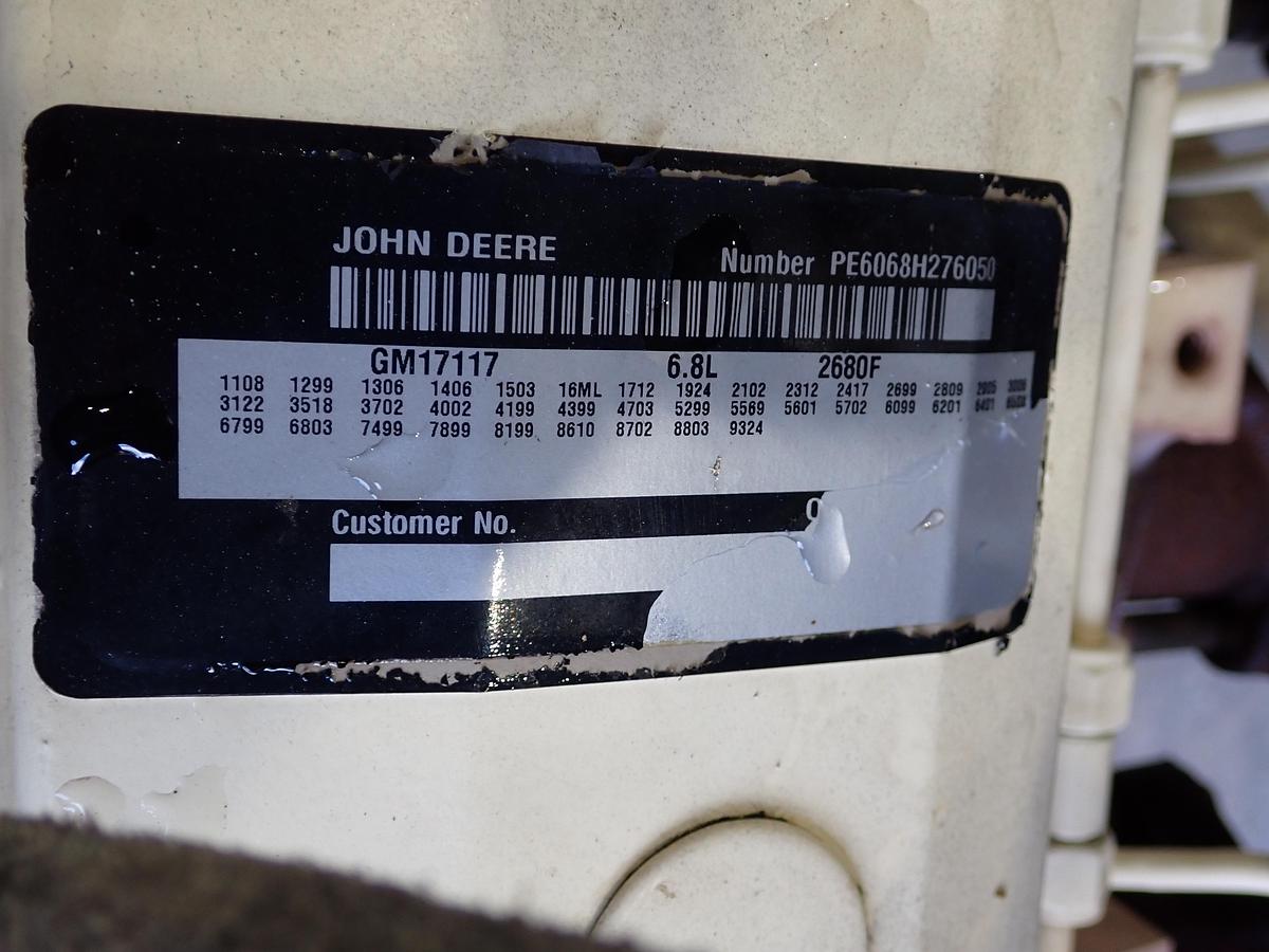 Used John Deere 6068HF150 Diesel Engine 450 HOURS