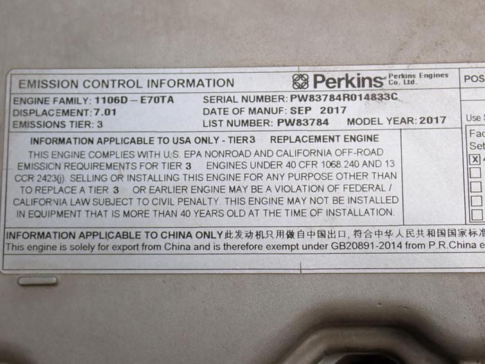 Perkins 1006D-E70TTA Turbo Diesel Engine POWER UNIT! PW83784 UNUSED! TIER 3 1106
