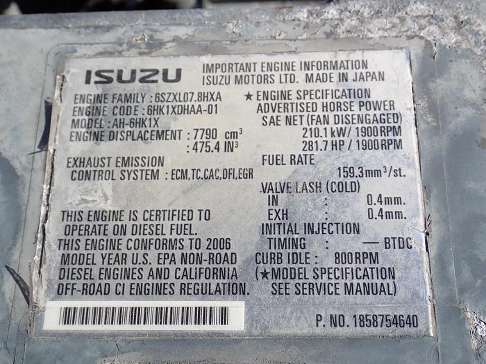 Used 2006 Isuzu 6HK1-XYSA-01 Diesel Engine Hitachi ZX350LC-3