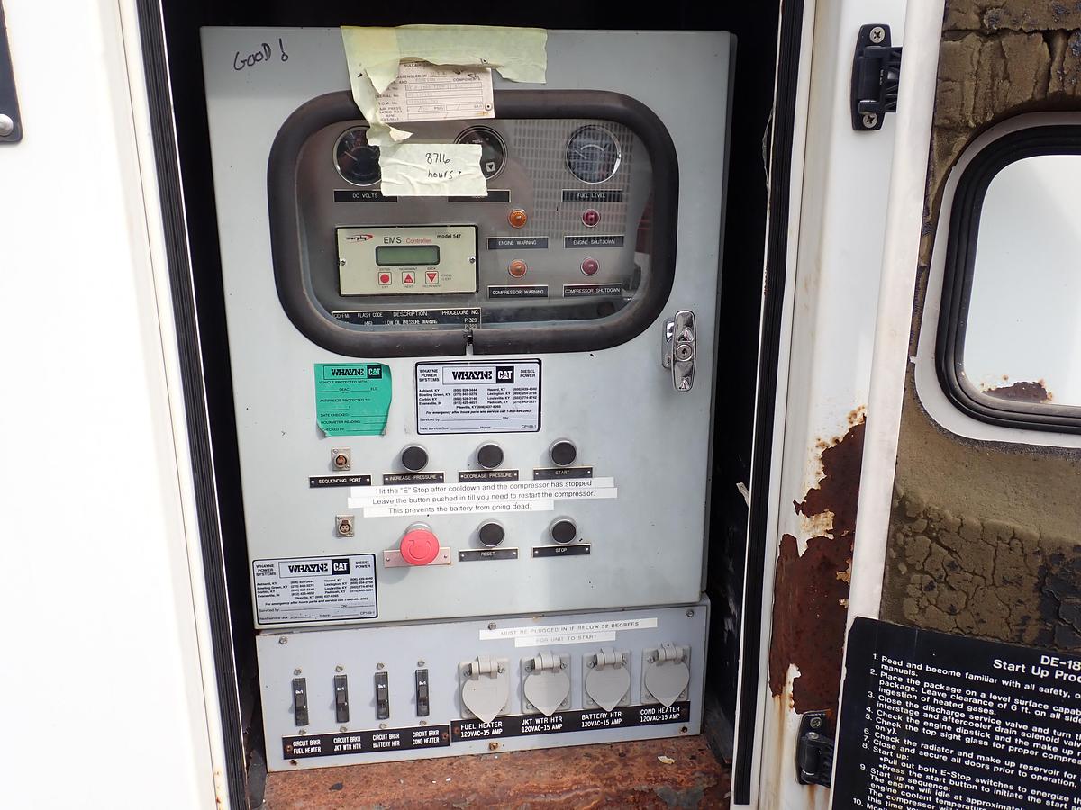 Used 2003 Sullair DE18 1550 CFM Oil Free Air Compressor CAT C16 8716 HRS