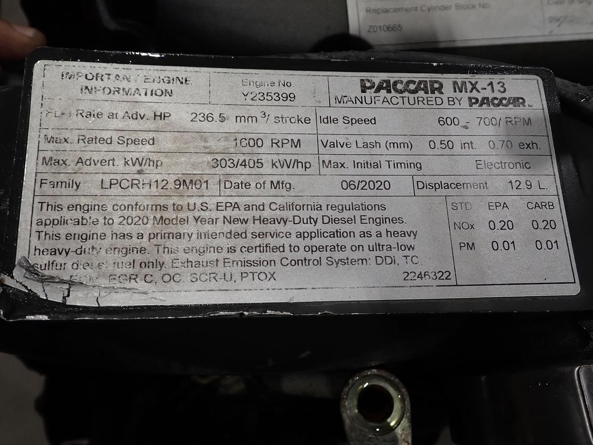Used 2020 Paccar MX-13 Diesel Engine 405 HP