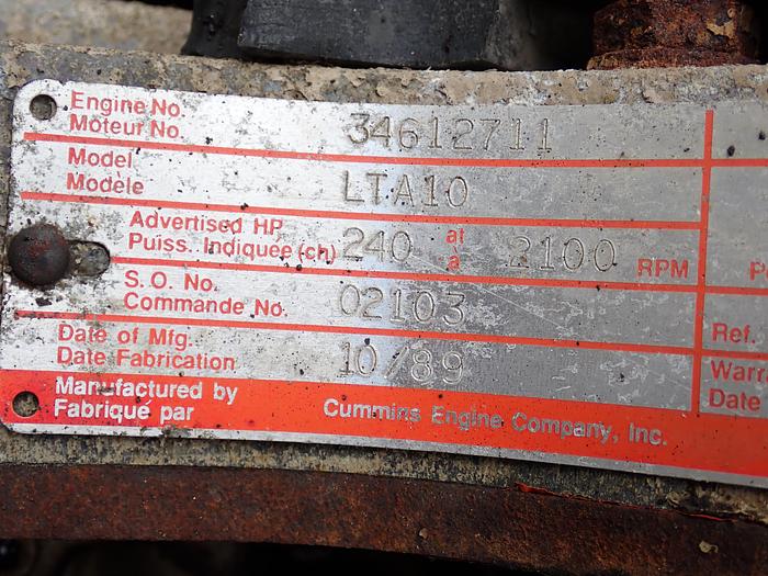Used 1989 Cummins LTA10-240 Diesel Truck Engine CPL 1224