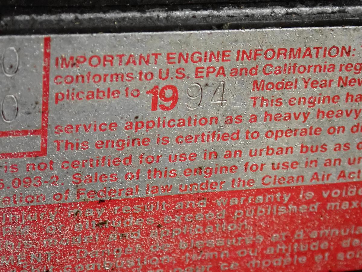 Used 1994 Cummins M11-370E Diesel Engine CELECT CPL 1856 370 HP