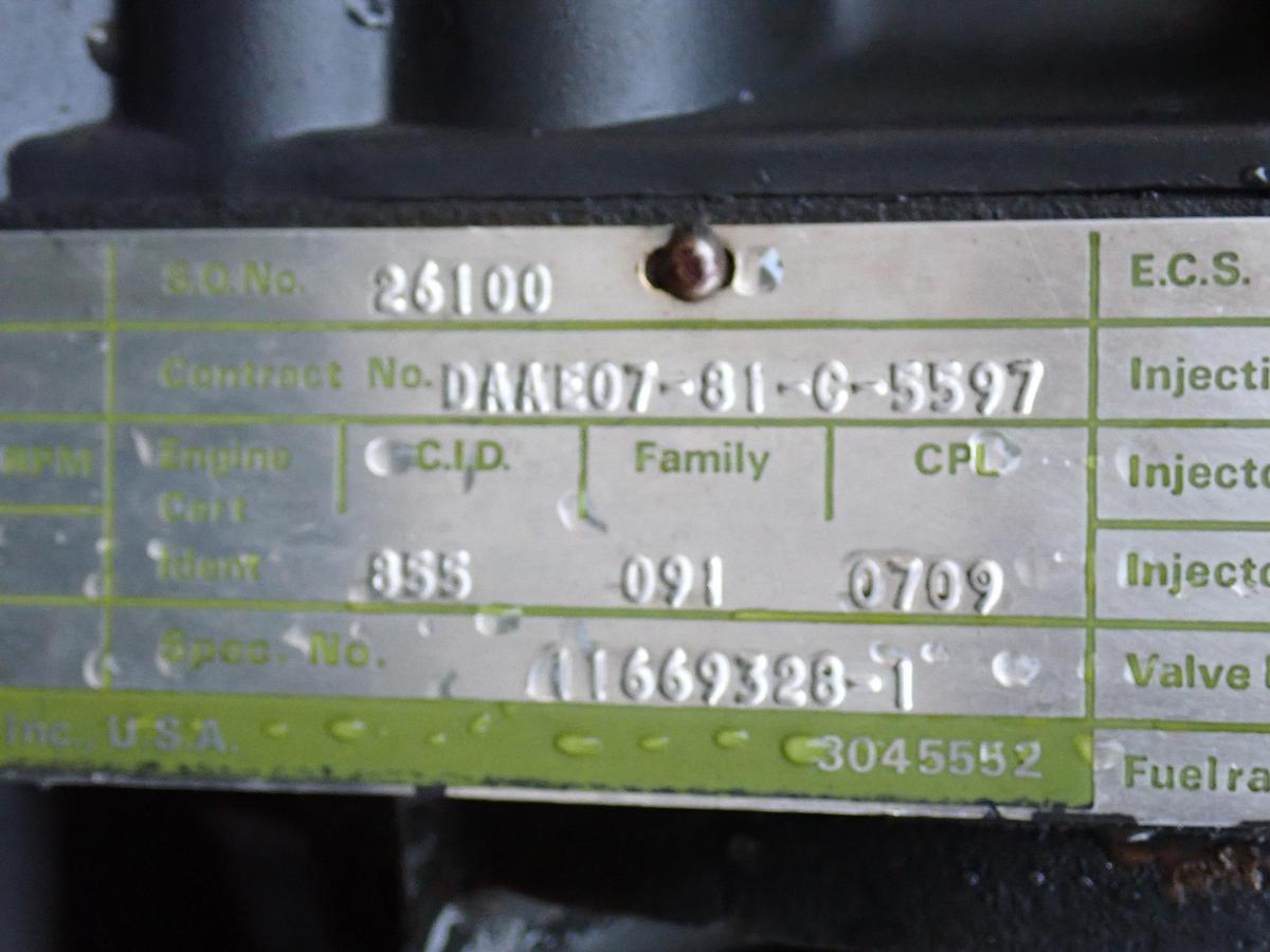 Used 1986 Cummins NHC250 Diesel Engine MILITARY TAKEOUT