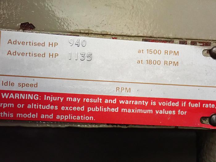 Used 1990 Cummins KTA38-G1 650 KW Generator Set CONTINUOUS DUTY