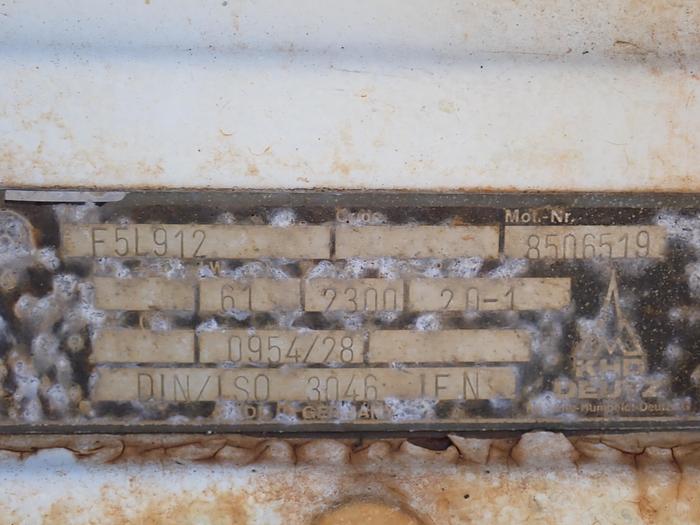 Used Deutz F5L912 Diesel Engine 338 ORIGINAL HOURS!