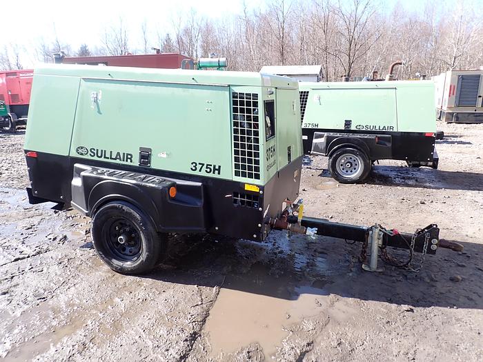 Used 2017 Sullair 375HDPQ 375 CFM Air Compressor JOHN DEERE DIESEL