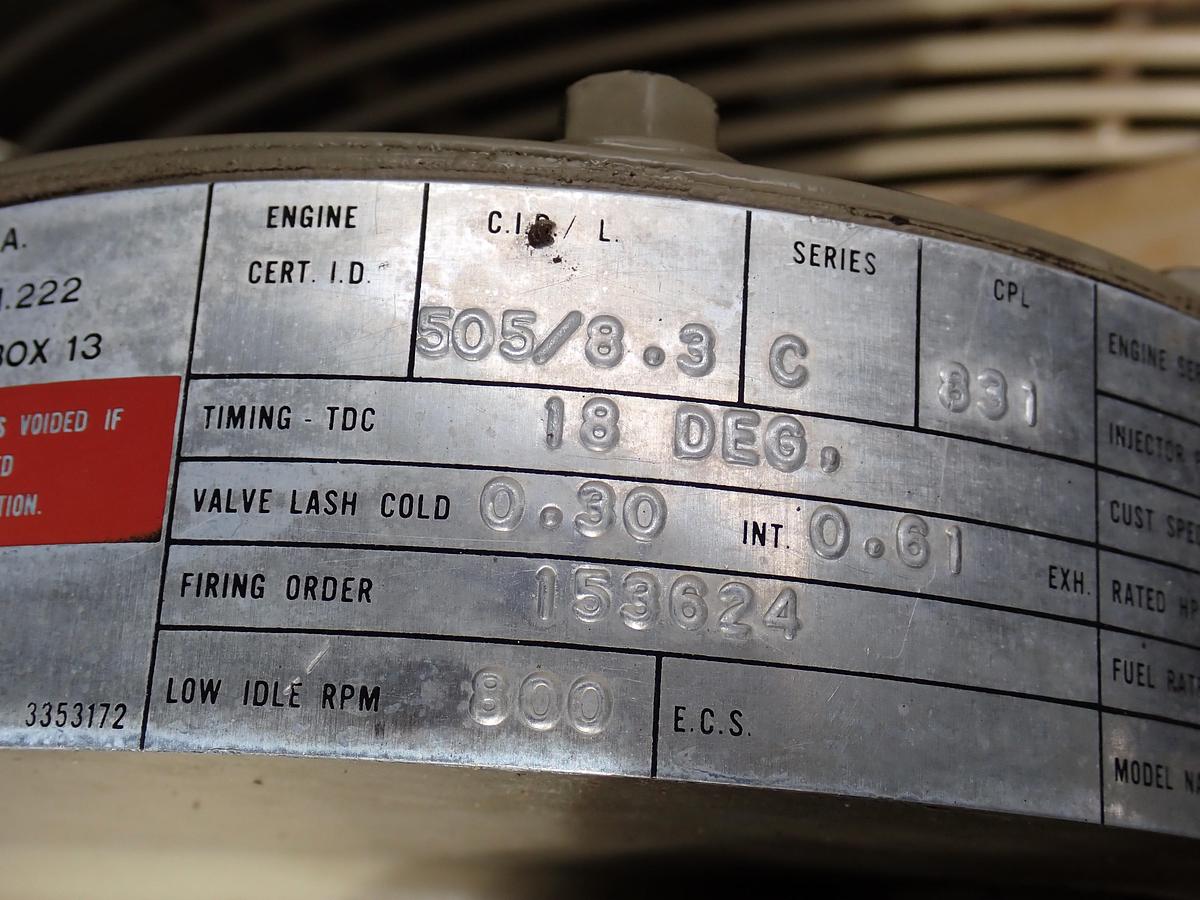 Used 1990 Cummins 6CTA 8.3 Diesel Engine 297 HOURS!