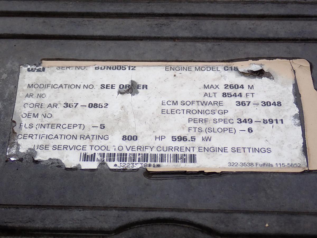 Used 2011 CAT C18 Twin Turbo Engine POWER UNIT 800 HP