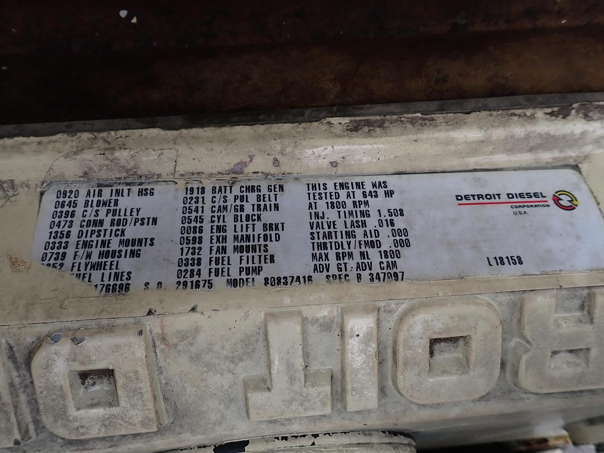 Used Detroit Diesel 8V92TTA Engine TWIN TURBO 1469 HOURS