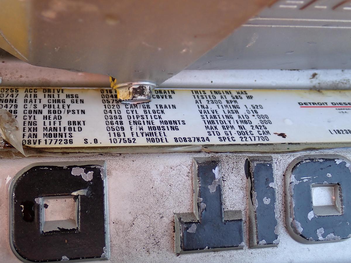 Used 1999 Detroit Diesel 8V92TA Engine 8083-7K34 585 HP