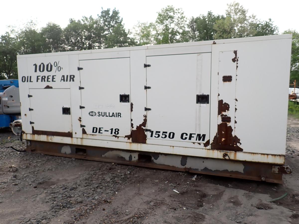 Used 2003 Sullair DE18 1550 CFM Oil Free Air Compressor CAT C16 8716 HRS