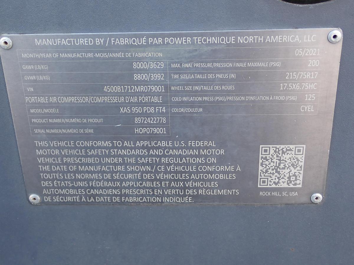 Used 2021 Atlas Copco XAS950 PD8 Air Compressor