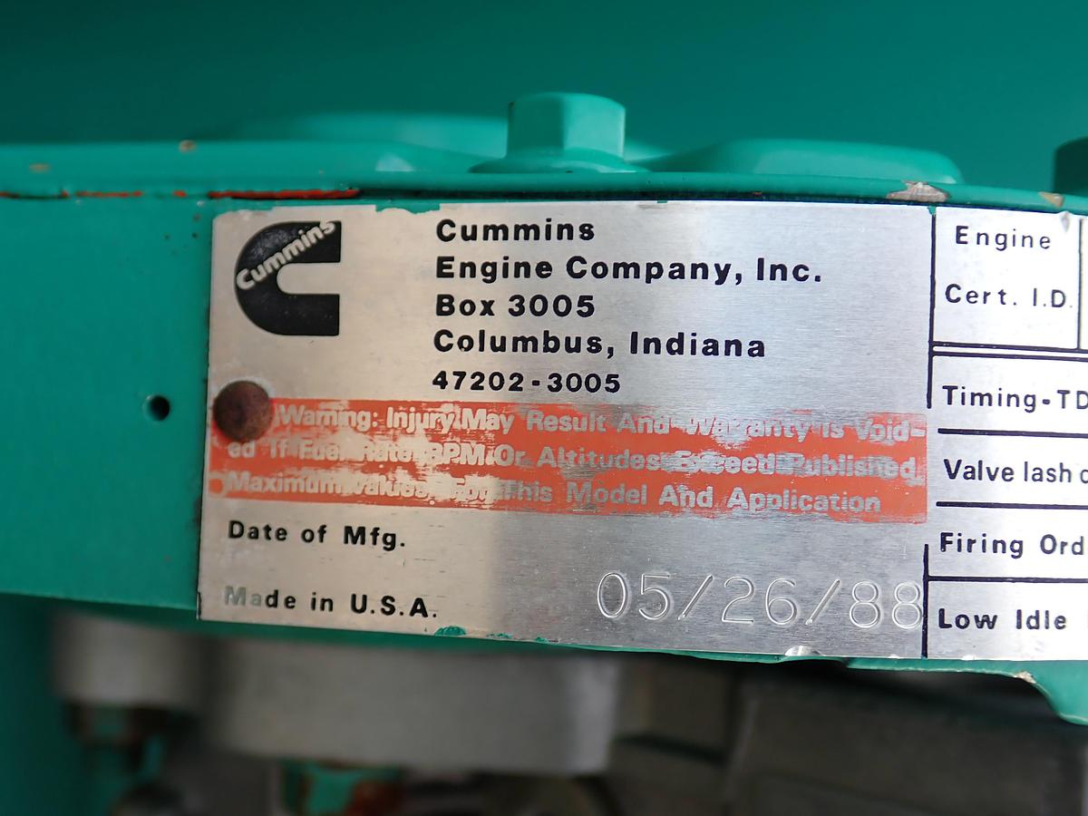 Used 1988 Cummins 6CT 8.3 Diesel Engine 651 HOURS!