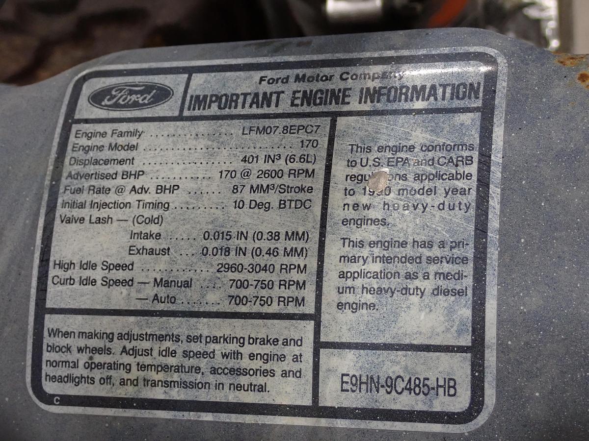 Used 1990 Ford 6.6 Liter Diesel Engine 170 HP 