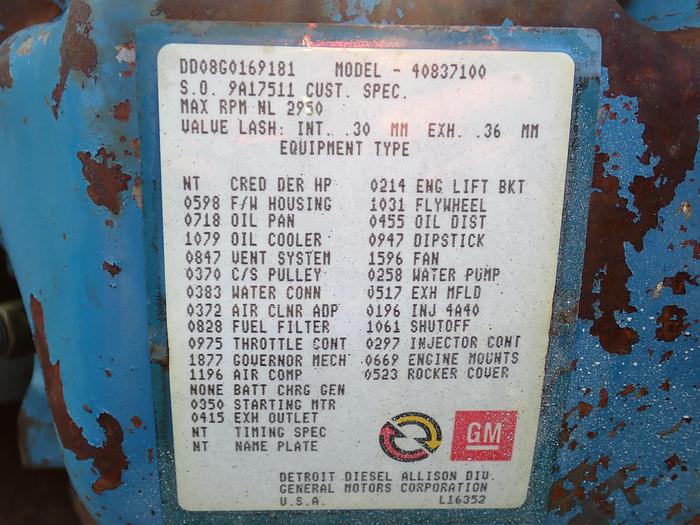 Used 1989 Detroit Diesel 8.2 Diesel Engine LOW MILES