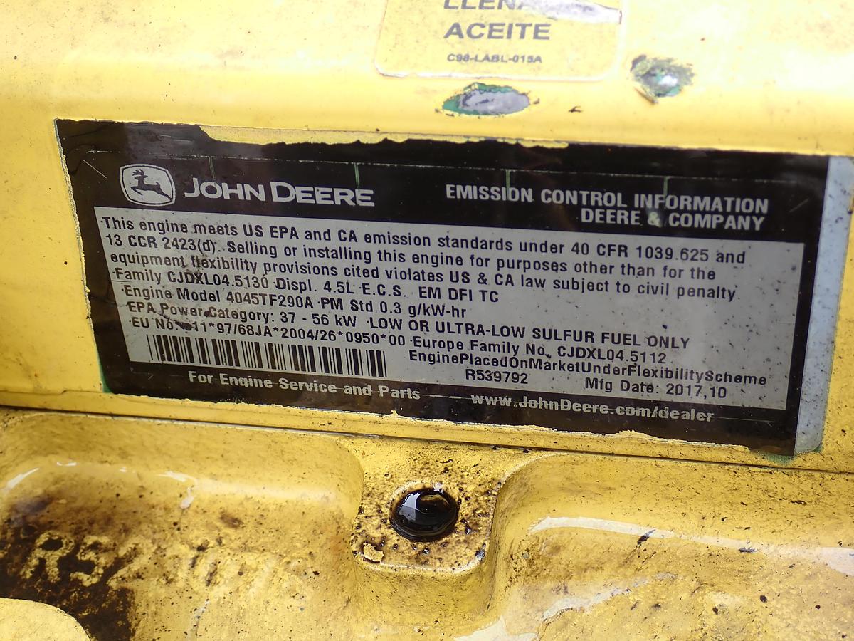 Used 2017 John Deere 4045TF290 Diesel Engine Power Unit
