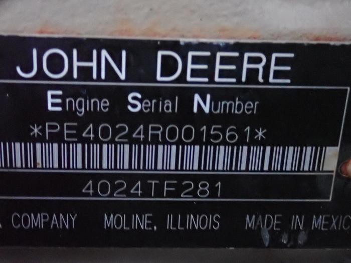 Used 2008 John Deere 4024TF281 Turbo Diesel Engine 1982 HOURS
