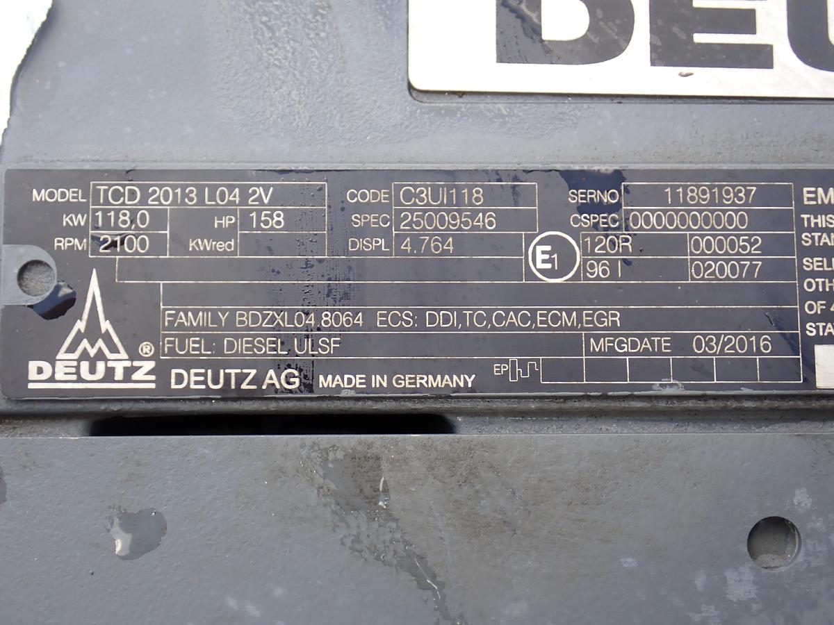 Used 2016 Deutz TCD2013 L04 2V Diesel Engine