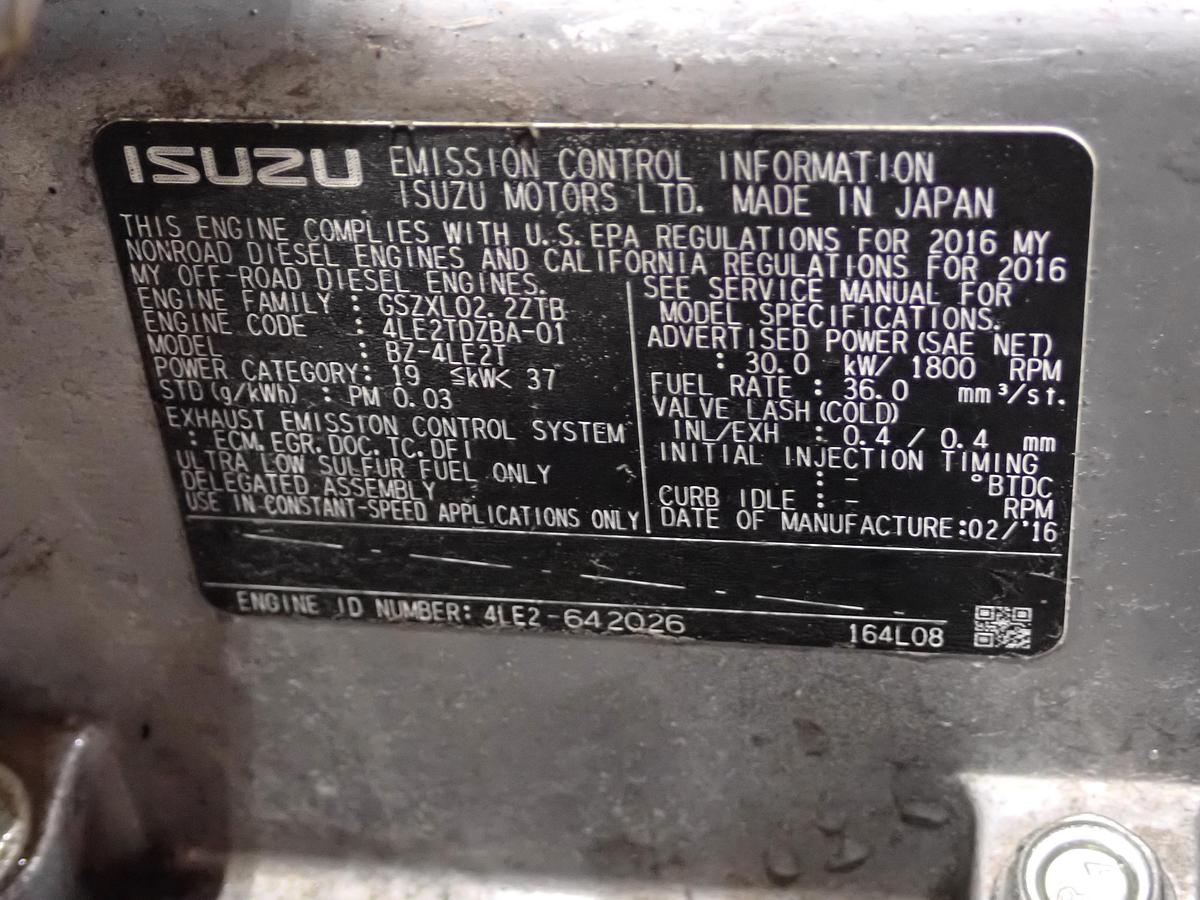 Used 2016 Isuzu 4LE2 Turbo Diesel Engine