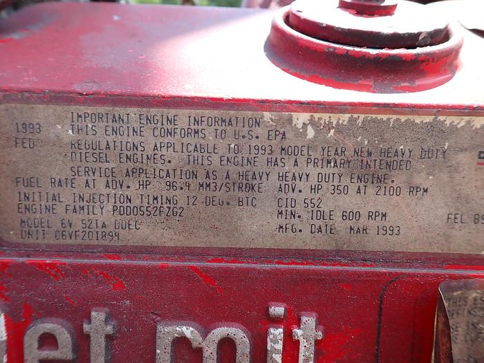 Used 1993 Detroit Diesel 6V92TA Truck Engine 350 HP DDEC