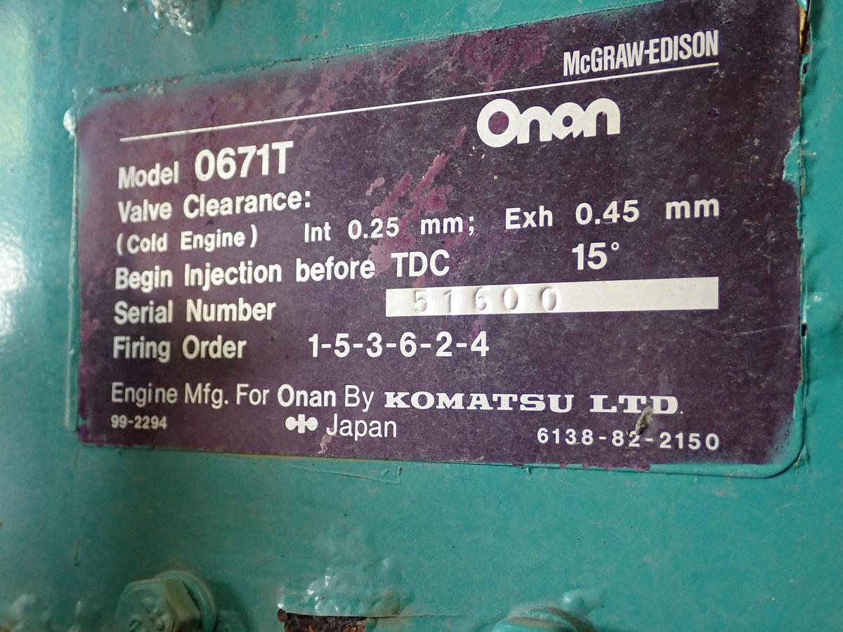 Used Komatsu S6D110-1 Turbo Diesel Engine 1401 HOURS!