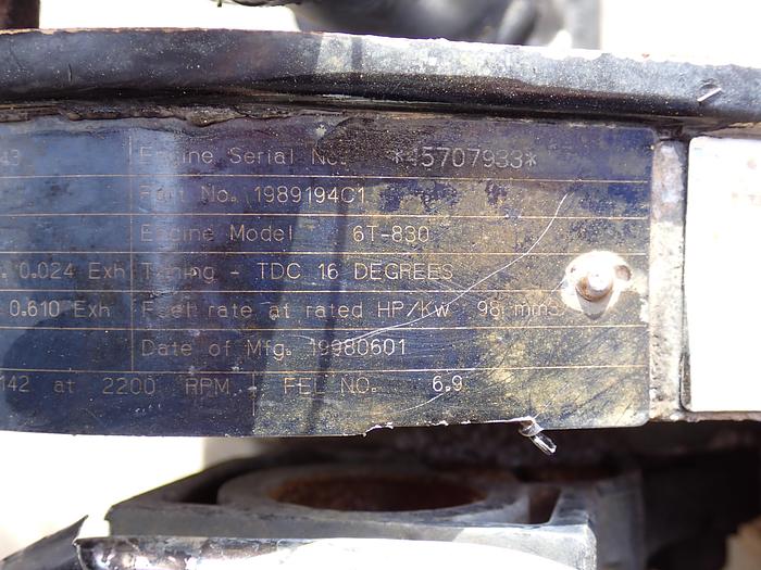 Used 1998 Cummins 6T-830 Turbo Diesel Engine CASE 821B Loader CPL 1943 6CT 8.3