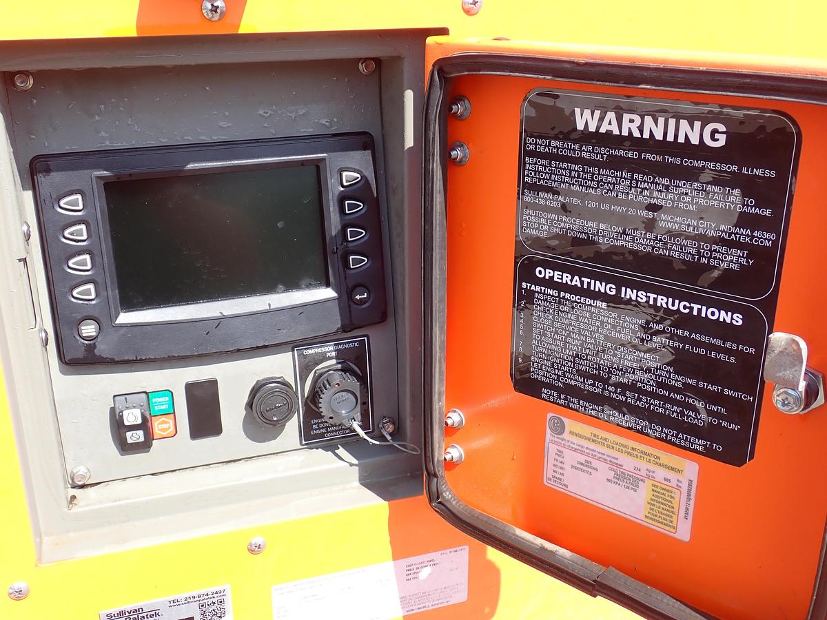 Used 2019 Sullivan Palatek D400PHHJD4AF 400 CFM Air Compressor 168 HOURS