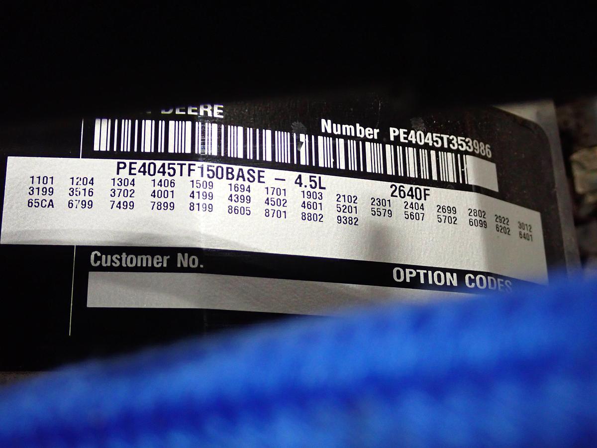 Used John Deere 4045TF150 Turbo Diesel Engine 100 HP