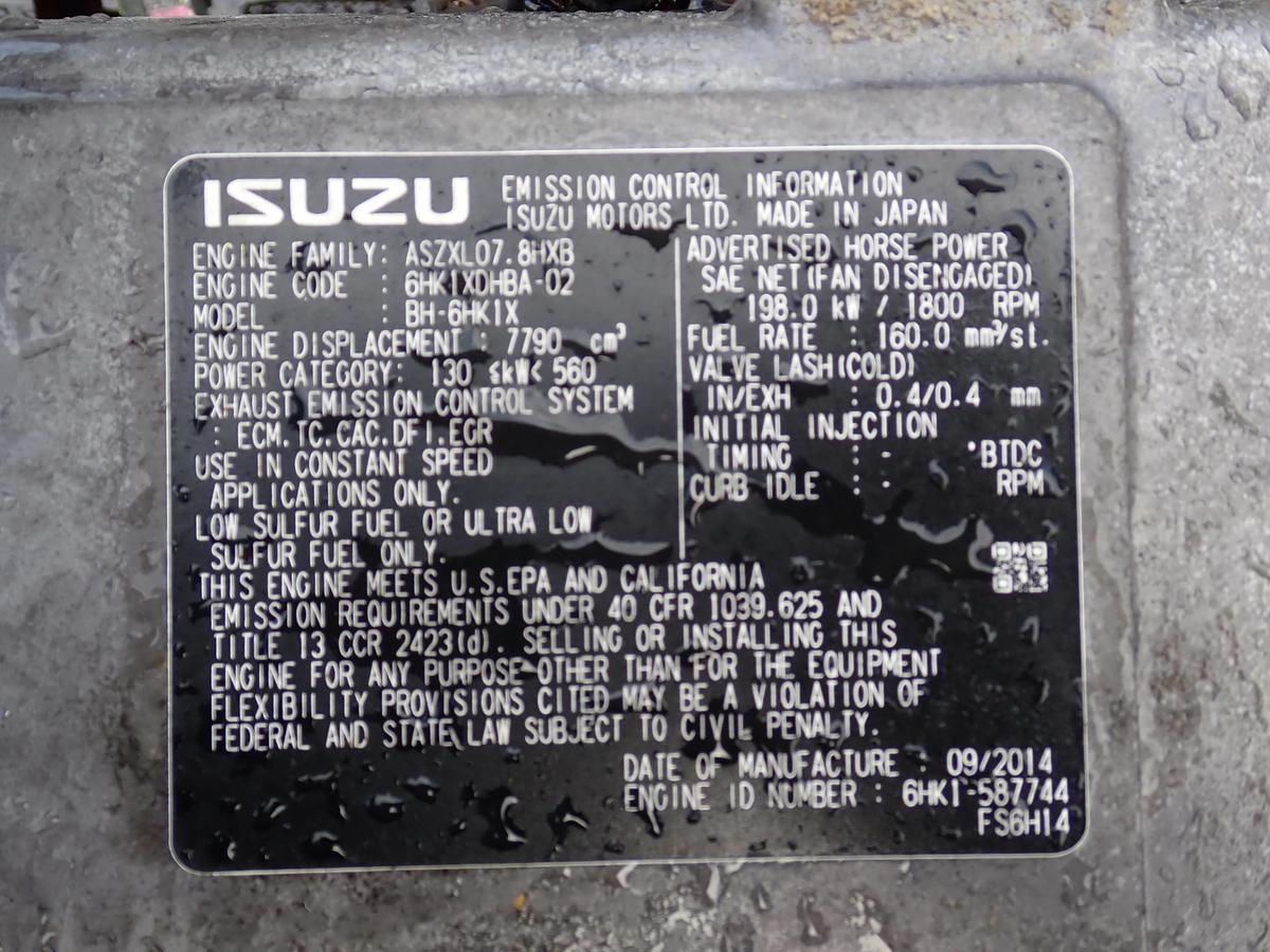 Used 2014 Isuzu 6HK1-XYGV-04 Diesel Engine